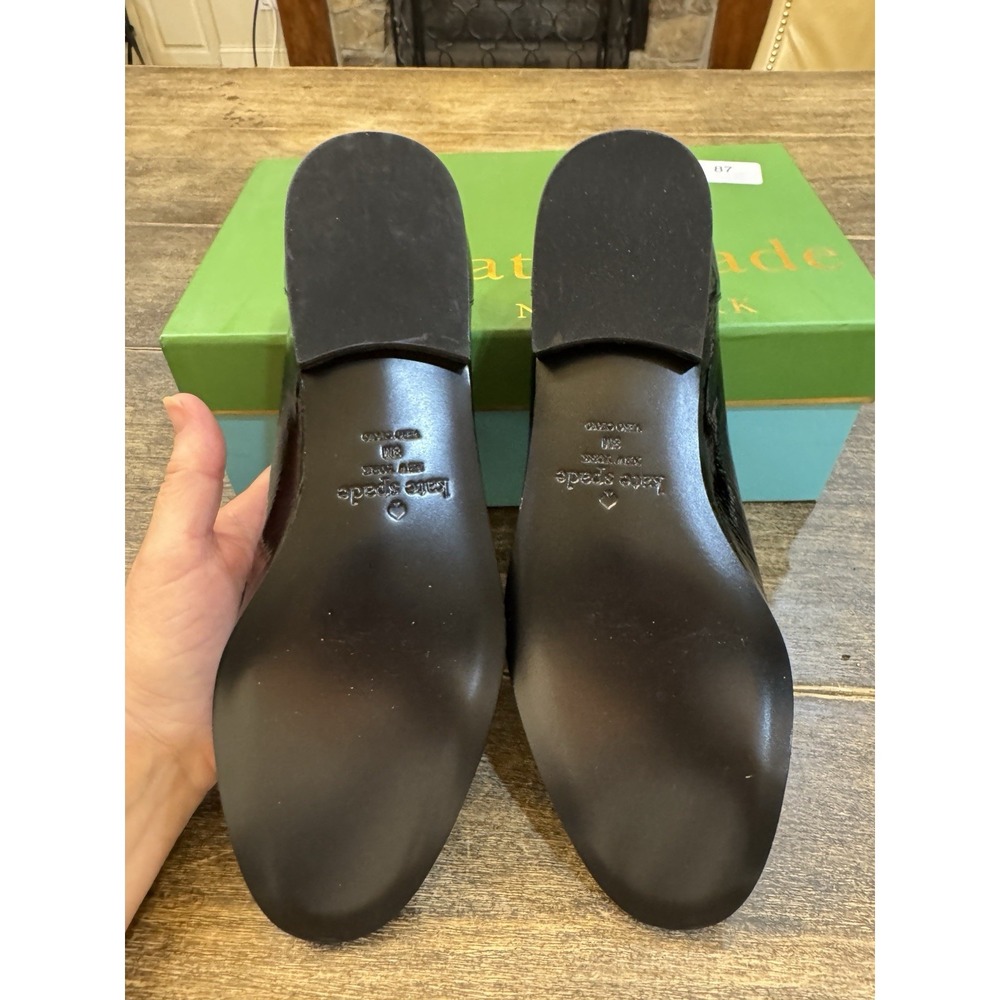 Kate Spade New‎ York BLACK CRINKLE PATENT Women's Genevieve Loafer Size 8 - Picture 9 of 12